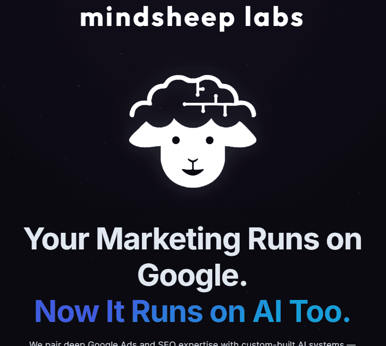 Mindsheep Labs website: the technology and AI arm of Mindsheep